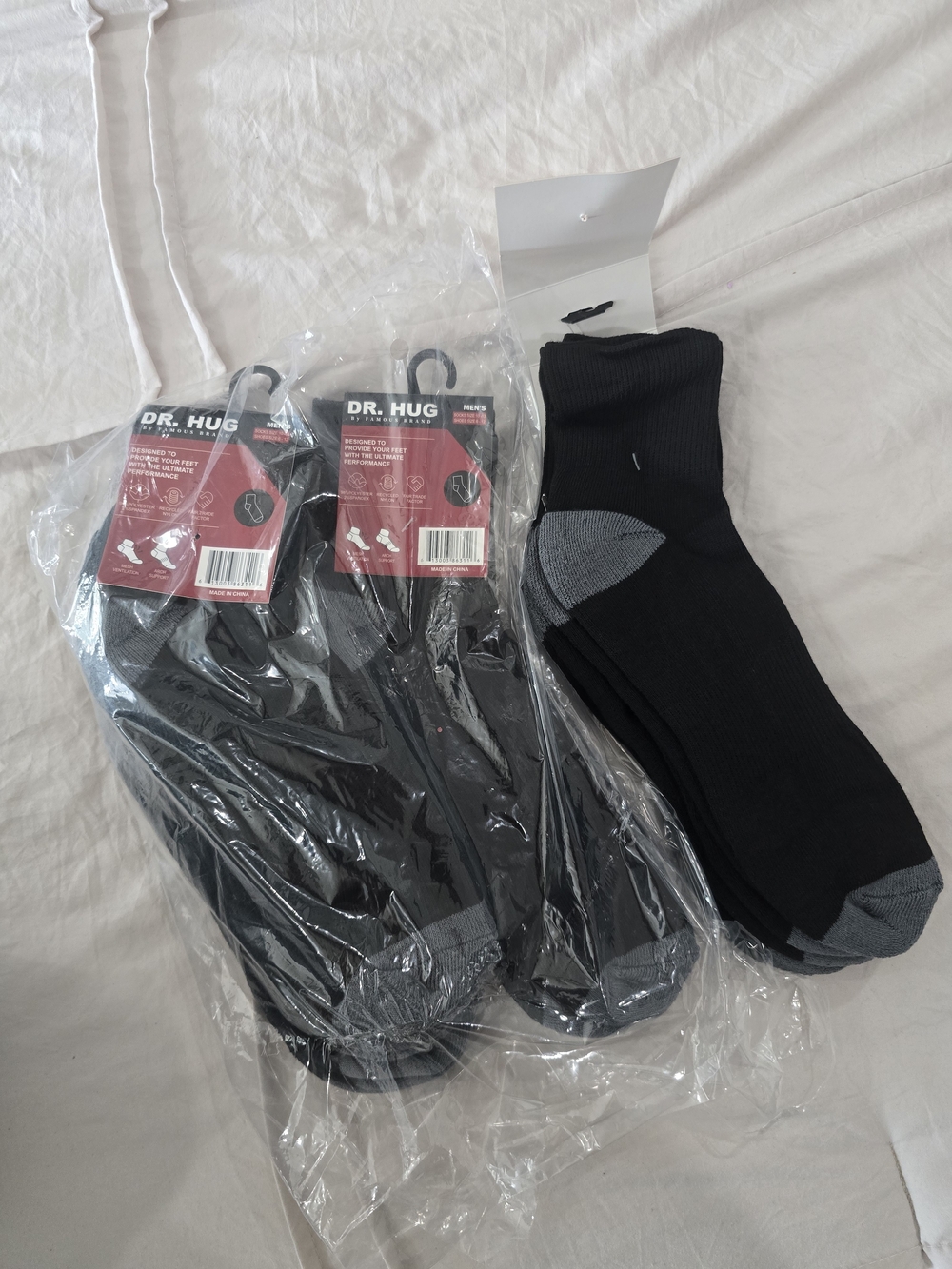 Men's Black Crew Socks with Gray Accents - Pack